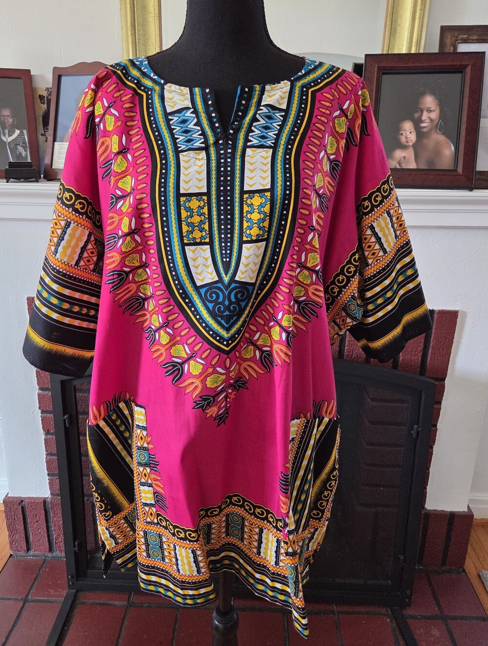 Vibrant Pink African Dashiki Mini/Tunic, NWOT